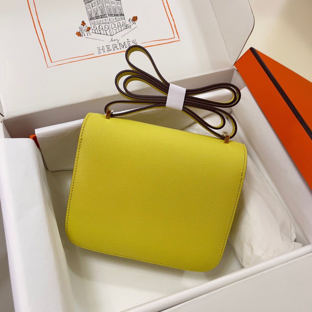 Hermes Constance 18 Mini Shoulder Bag In Yellow Epsom Leather